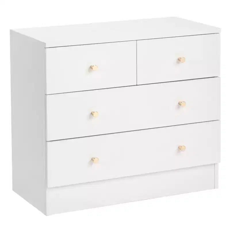 Comodino bianco a 4 cassetti con prese USB e AC, per 1