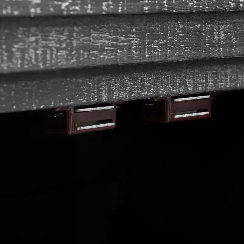 Credenza Nera Curva Antica con Maniglie Dorate, Mobile Contenitore a 3 Ante per 1, Ripiani Regolabili