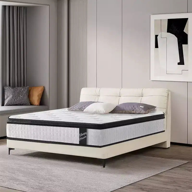 Materasso Ibrido Bianco con Molle Insacchettate e Memory Foam, 30 cm, 1-2 Persone