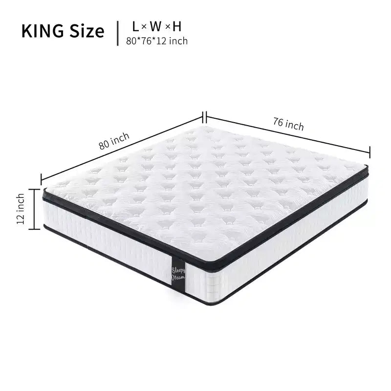Materasso Ibrido Bianco con Molle Insacchettate e Memory Foam, 30 cm, 1-2 Persone