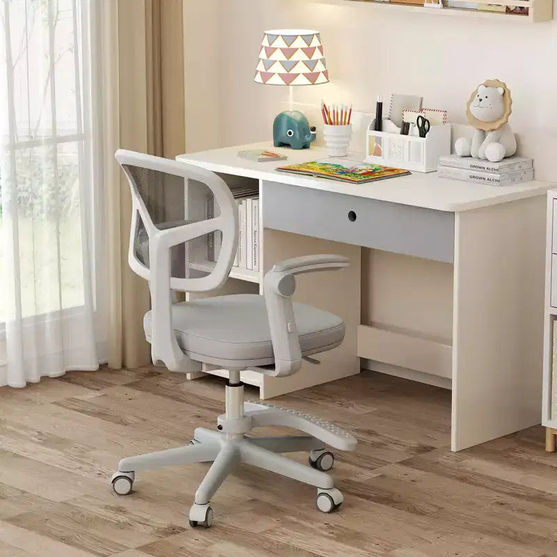 Sedia da scrivania girevole per bambini blu/grigio/verde/rosa/viola con altezza regolabile, braccioli e poggiapiedi, per 1 bambino
