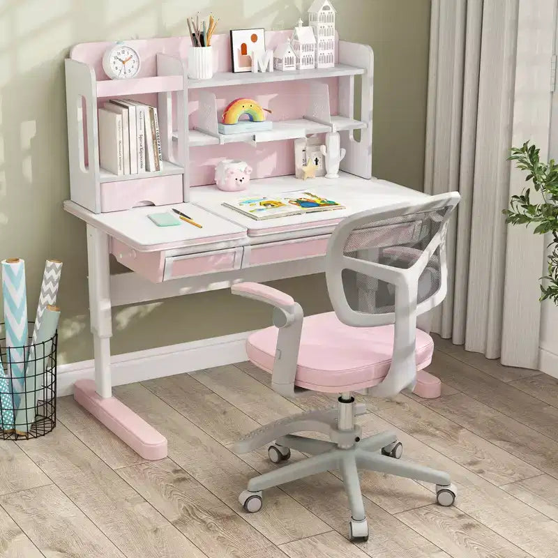 Sedia da scrivania girevole per bambini blu/grigio/verde/rosa/viola con altezza regolabile, braccioli e poggiapiedi, per 1 bambino