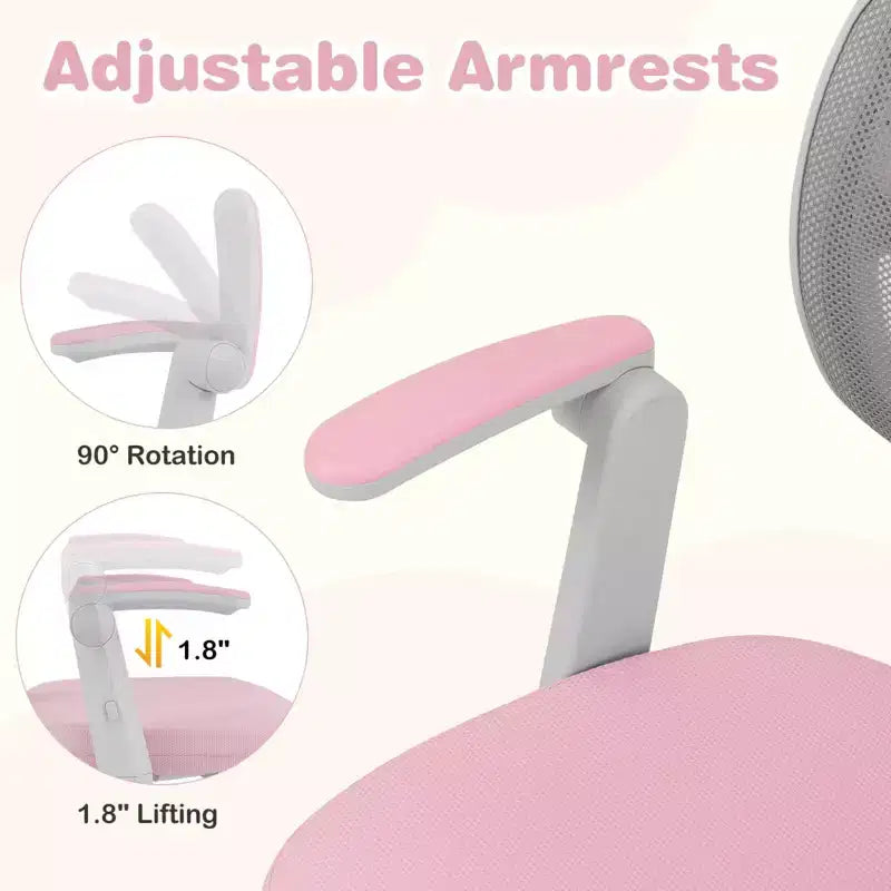 Sedia da scrivania girevole per bambini blu/grigio/verde/rosa/viola con altezza regolabile, braccioli e poggiapiedi, per 1 bambino