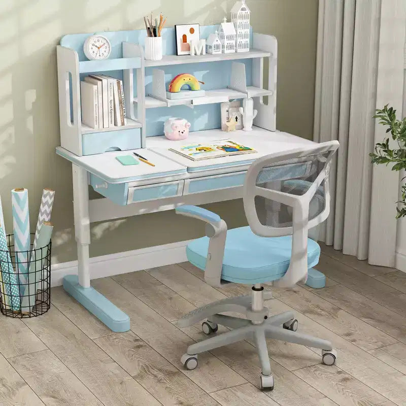 Sedia da scrivania girevole per bambini blu/grigio/verde/rosa/viola con altezza regolabile, braccioli e poggiapiedi, per 1 bambino