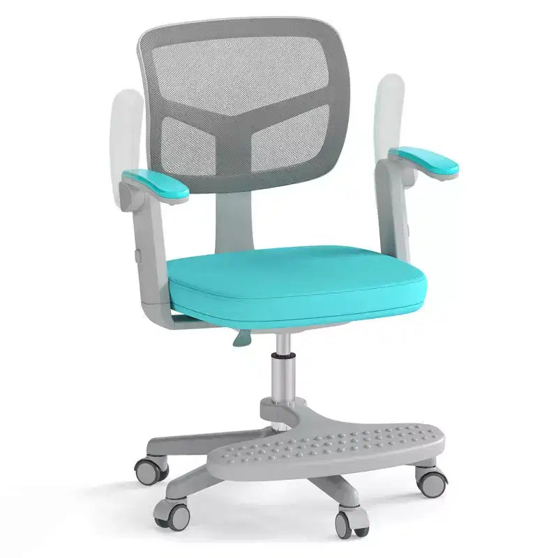 Sedia da scrivania girevole per bambini blu/grigio/verde/rosa/viola con altezza regolabile, braccioli e poggiapiedi, per 1 bambino