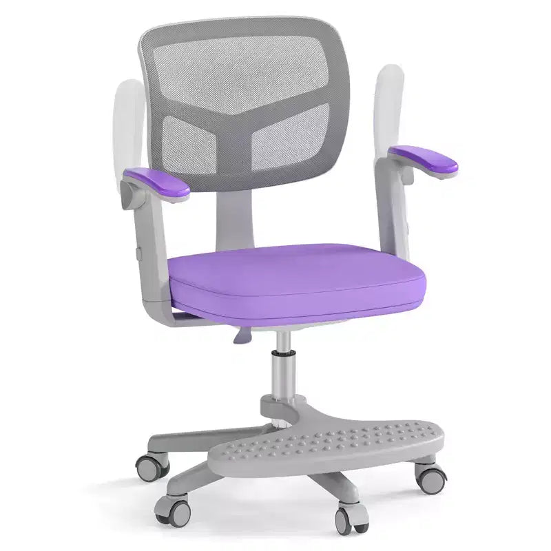 Sedia da scrivania girevole per bambini blu/grigio/verde/rosa/viola con altezza regolabile, braccioli e poggiapiedi, per 1 bambino