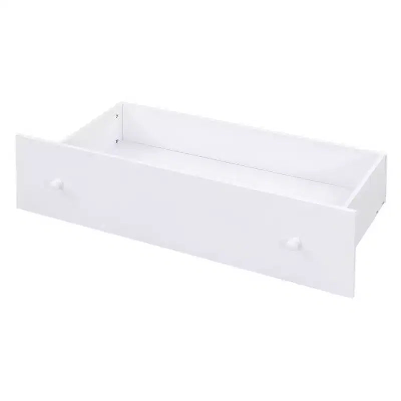 Letto a soppalco matrimoniale a L grigio e bianco con letto a piattaforma matrimoniale, 7 cassetti, sponde di protezione complete, per 2 persone