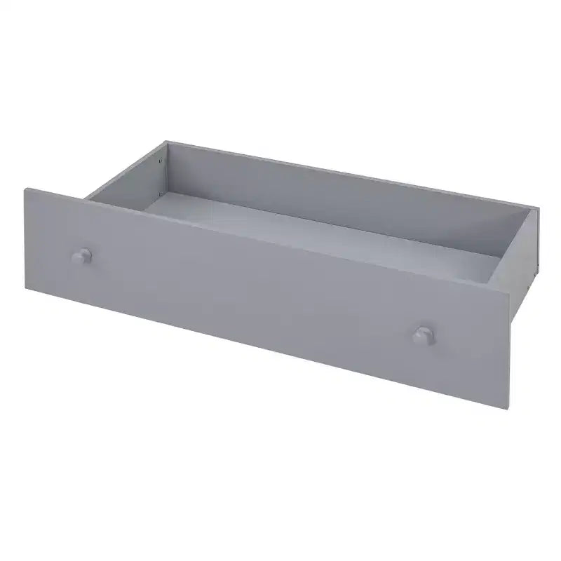 Letto a soppalco matrimoniale a L grigio e bianco con letto a piattaforma matrimoniale, 7 cassetti, sponde di protezione complete, per 2 persone
