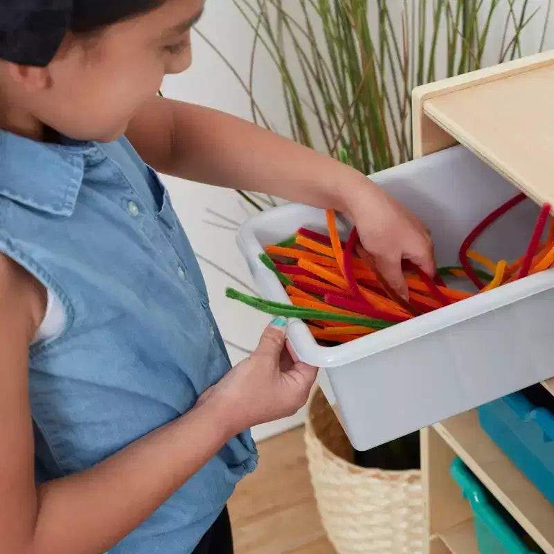Armadietto portaoggetti mobile con 25 scomparti, 5x5, per bambini, blu/trasparente/contemporaneo/tonalità della terra