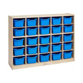 Armadietto portaoggetti mobile con 25 scomparti, 5x5, per bambini, blu/trasparente/contemporaneo/tonalità della terra