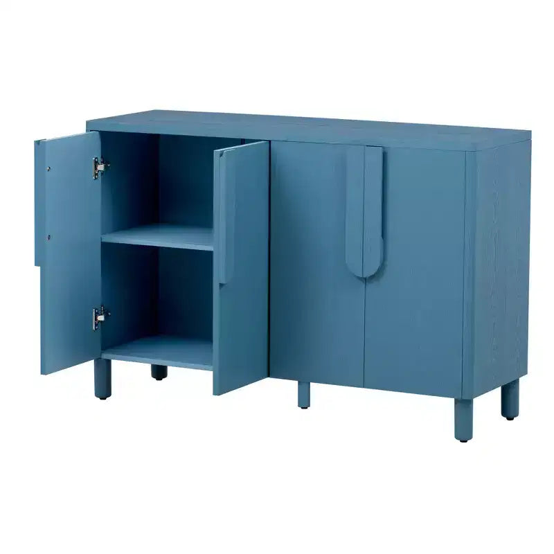 Credenza a 4 ante in legno naturale con maniglie ad arco, per 1 utente