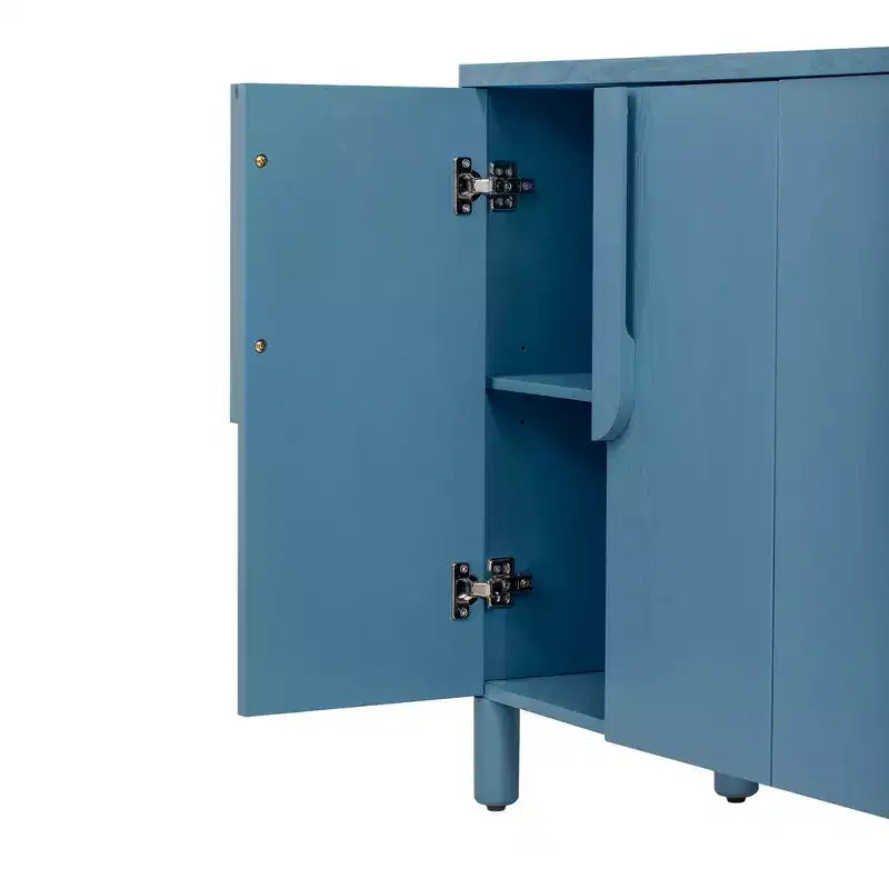 Credenza a 4 ante in legno naturale con maniglie ad arco, per 1 utente