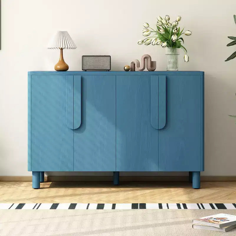 Credenza a 4 ante in legno naturale con maniglie ad arco, per 1 utente