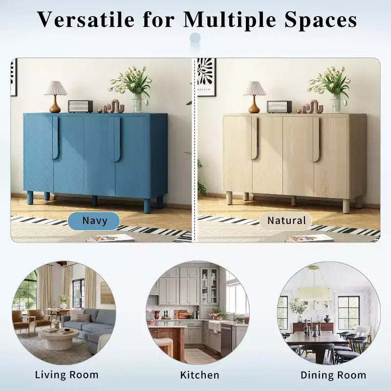 Credenza a 4 ante in legno naturale con maniglie ad arco, per 1 utente