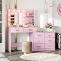 Toeletta da Trucco Rosa con Specchio e Luci, 8 Cassetti, 3 Modalità di Illuminazione, per Una Persona