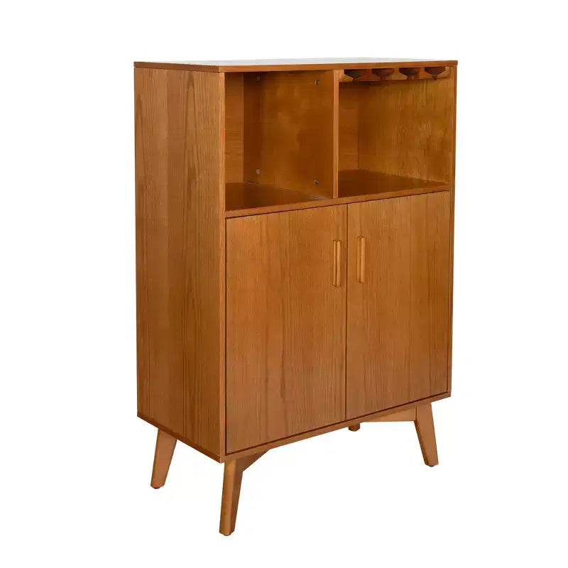 Mobile Bar Moderno Mid-Century Marrone con Portabicchieri, Unico Elemento