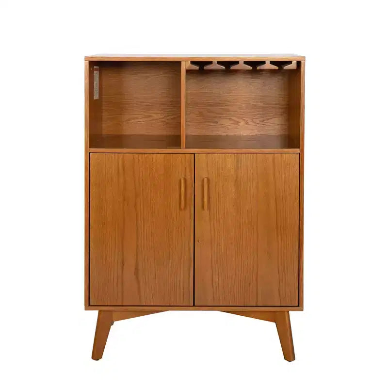 Mobile Bar Moderno Mid-Century Marrone con Portabicchieri, Unico Elemento