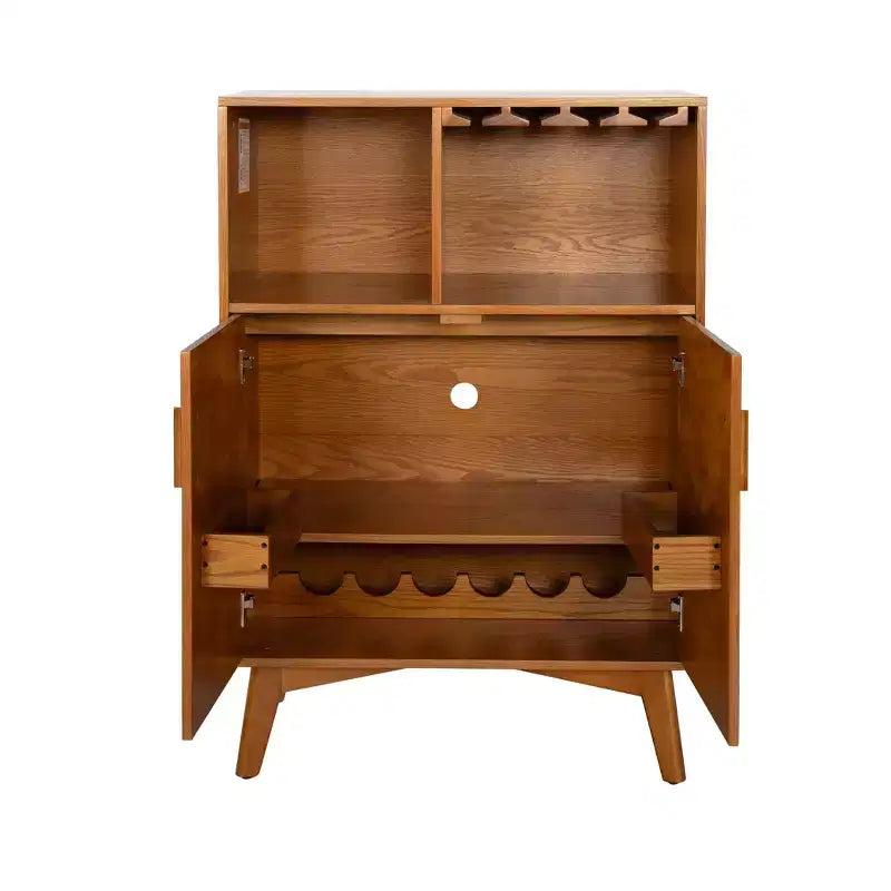 Mobile Bar Moderno Mid-Century Marrone con Portabicchieri, Unico Elemento