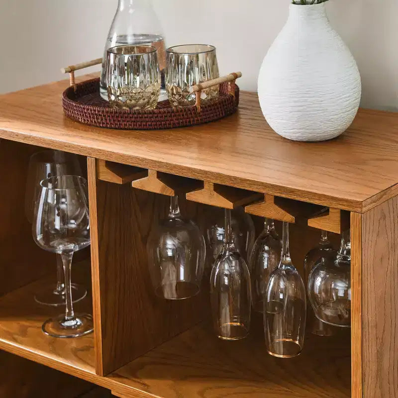 Mobile Bar Moderno Mid-Century Marrone con Portabicchieri, Unico Elemento