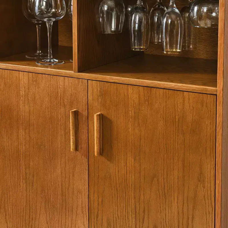 Mobile Bar Moderno Mid-Century Marrone con Portabicchieri, Unico Elemento