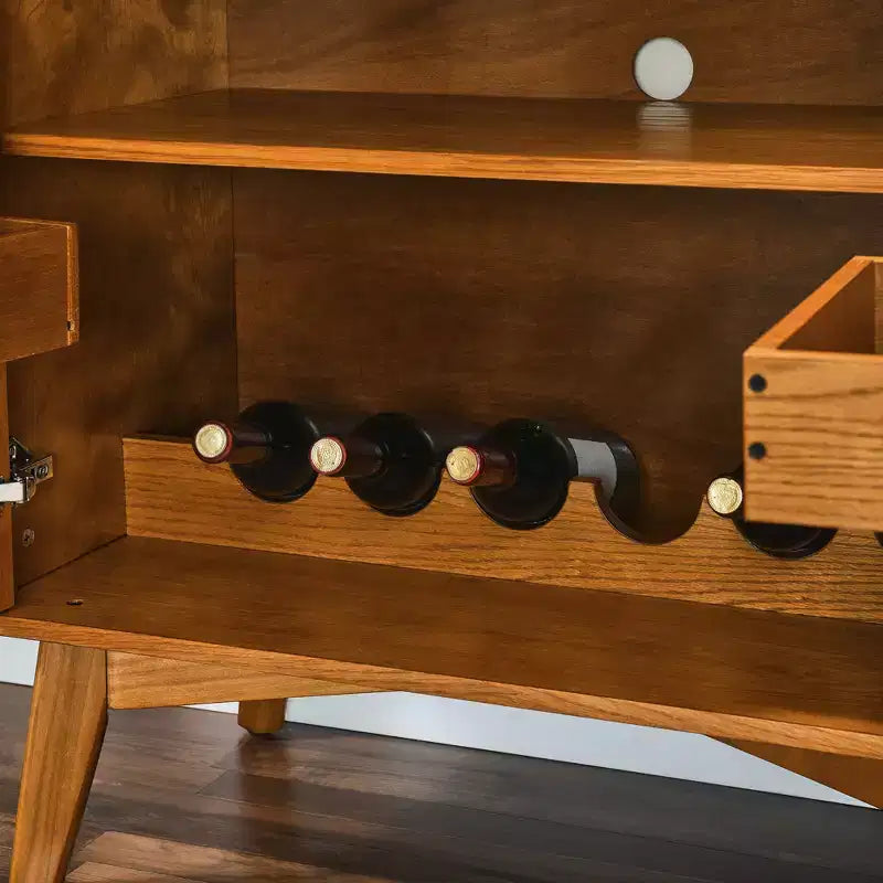 Mobile Bar Moderno Mid-Century Marrone con Portabicchieri, Unico Elemento