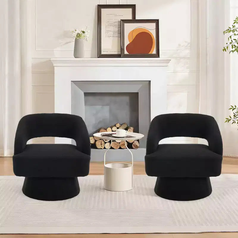 Poltrona Girevole in Velluto con Schienale a Righe | Beige / Nero / Cammello / Verde | Seduta Singola