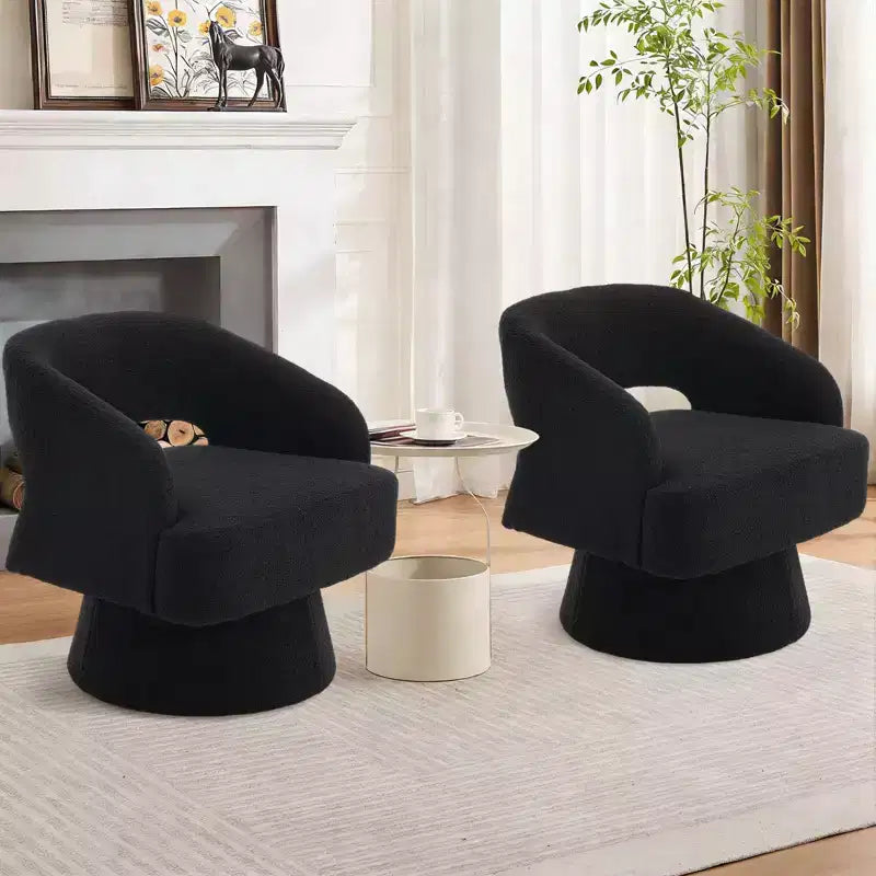 Poltrona Girevole in Velluto con Schienale a Righe | Beige / Nero / Cammello / Verde | Seduta Singola