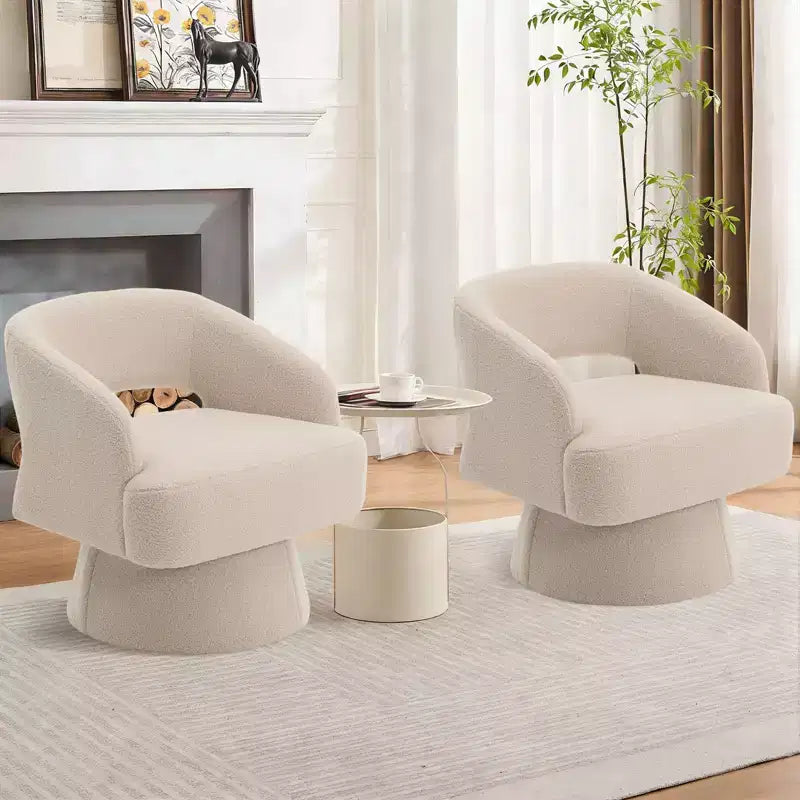 Poltrona Girevole in Velluto con Schienale a Righe | Beige / Nero / Cammello / Verde | Seduta Singola