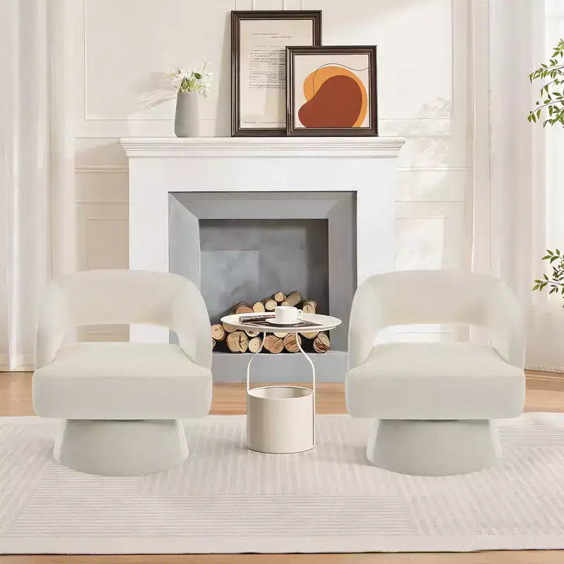 Poltrona Girevole in Velluto con Schienale a Righe | Beige / Nero / Cammello / Verde | Seduta Singola