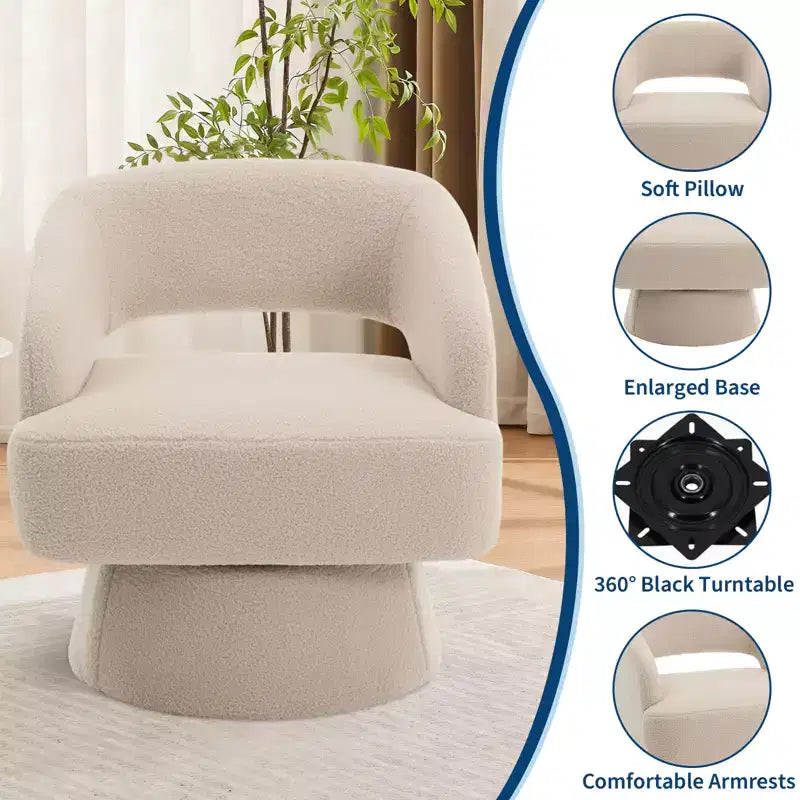 Poltrona Girevole in Velluto con Schienale a Righe | Beige / Nero / Cammello / Verde | Seduta Singola