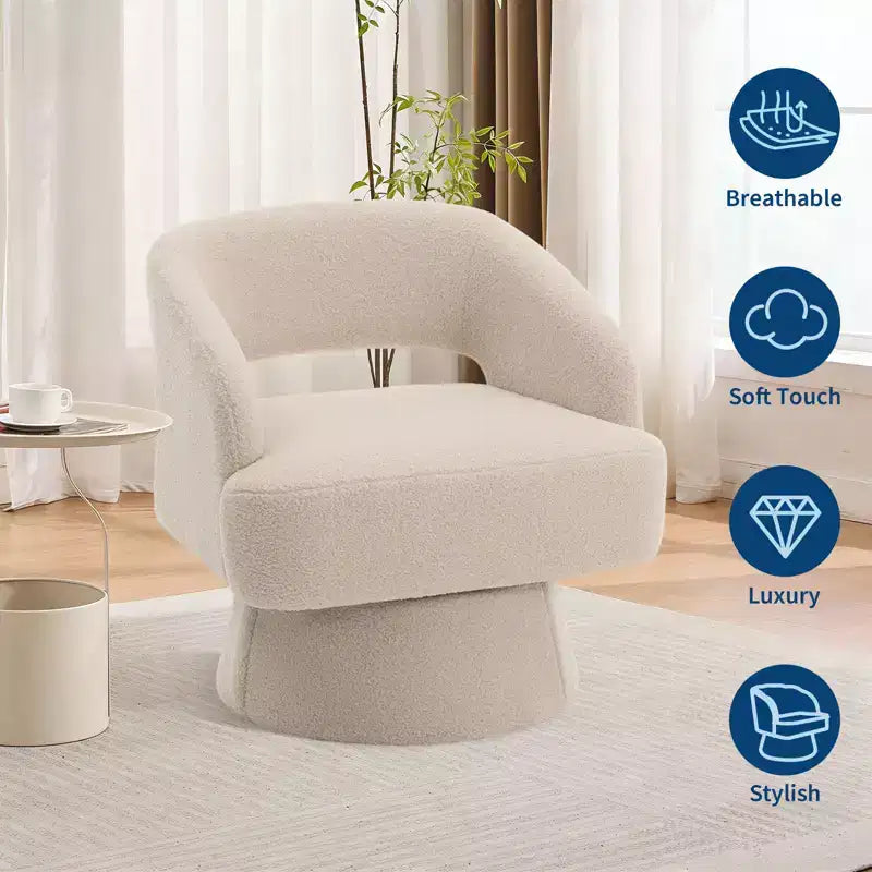 Poltrona Girevole in Velluto con Schienale a Righe | Beige / Nero / Cammello / Verde | Seduta Singola