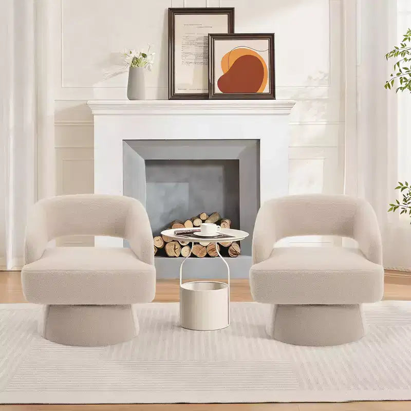 Poltrona Girevole in Velluto con Schienale a Righe | Beige / Nero / Cammello / Verde | Seduta Singola