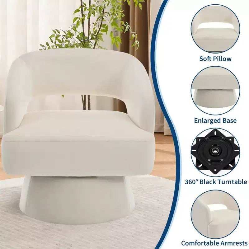 Poltrona Girevole in Velluto con Schienale a Righe | Beige / Nero / Cammello / Verde | Seduta Singola