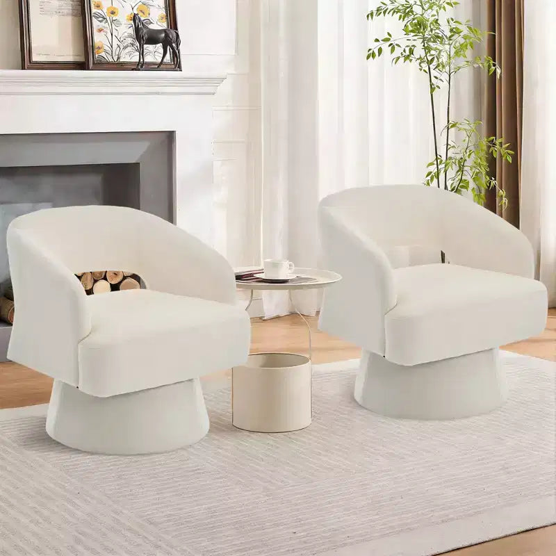 Poltrona Girevole in Velluto con Schienale a Righe | Beige / Nero / Cammello / Verde | Seduta Singola