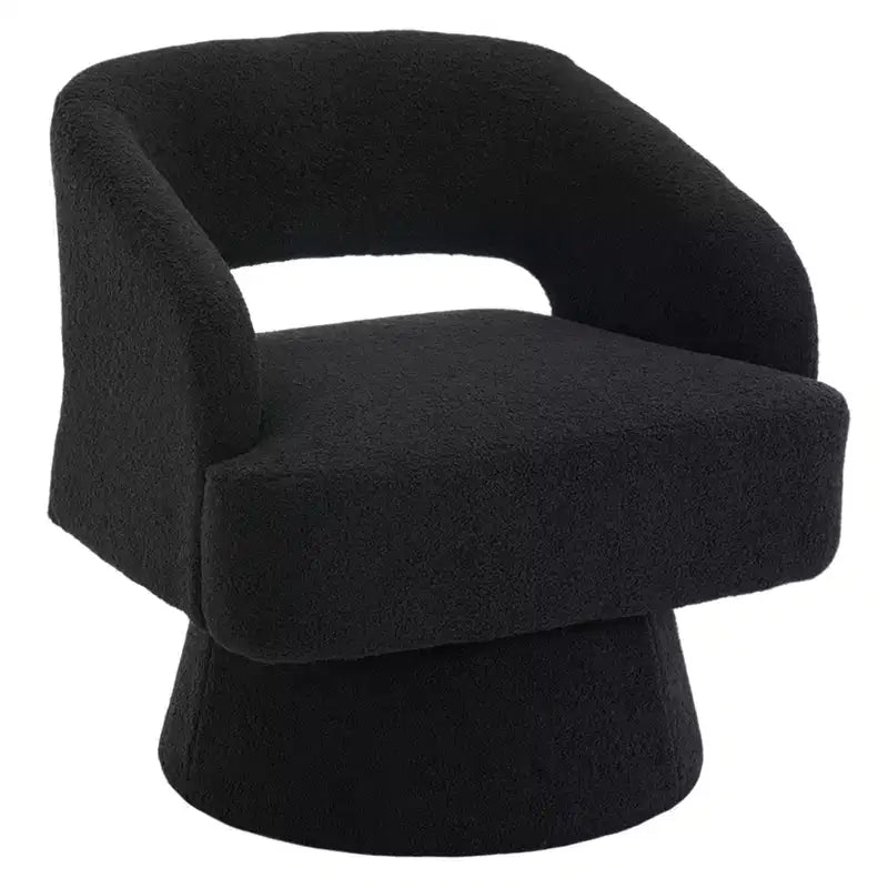 Poltrona Girevole in Velluto con Schienale a Righe | Beige / Nero / Cammello / Verde | Seduta Singola