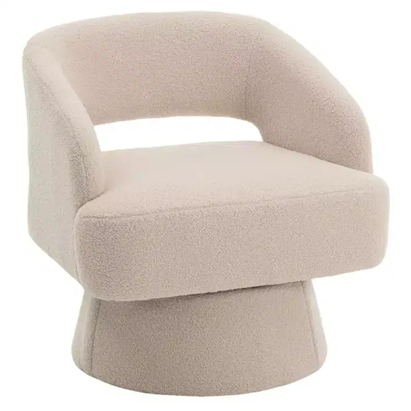 Poltrona Girevole in Velluto con Schienale a Righe | Beige / Nero / Cammello / Verde | Seduta Singola