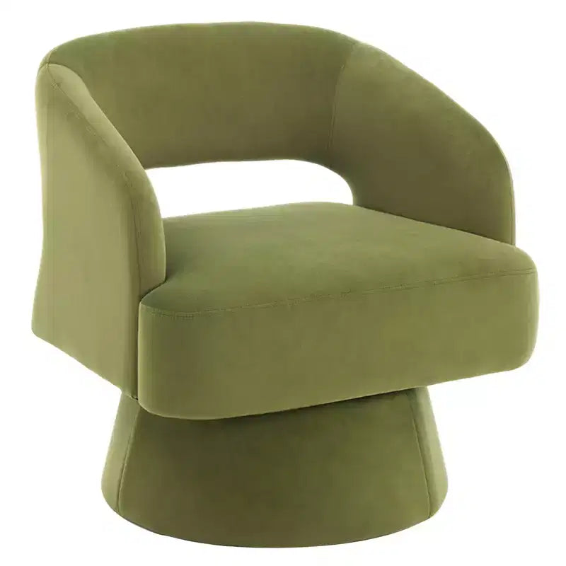 Poltrona Girevole in Velluto con Schienale a Righe | Beige / Nero / Cammello / Verde | Seduta Singola