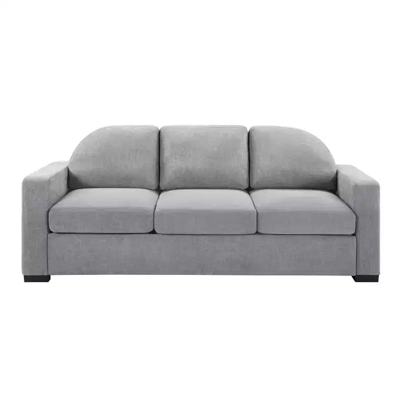 Divano a 3 posti in ciniglia beige/grigio/verde con schienale curvo