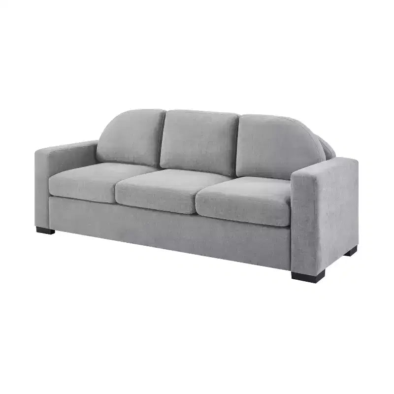 Divano a 3 posti in ciniglia beige/grigio/verde con schienale curvo