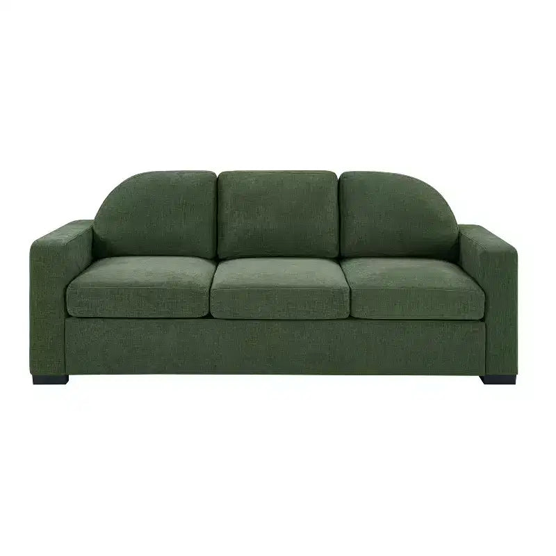 Divano a 3 posti in ciniglia beige/grigio/verde con schienale curvo