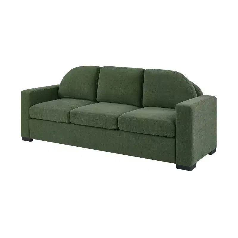 Divano a 3 posti in ciniglia beige/grigio/verde con schienale curvo