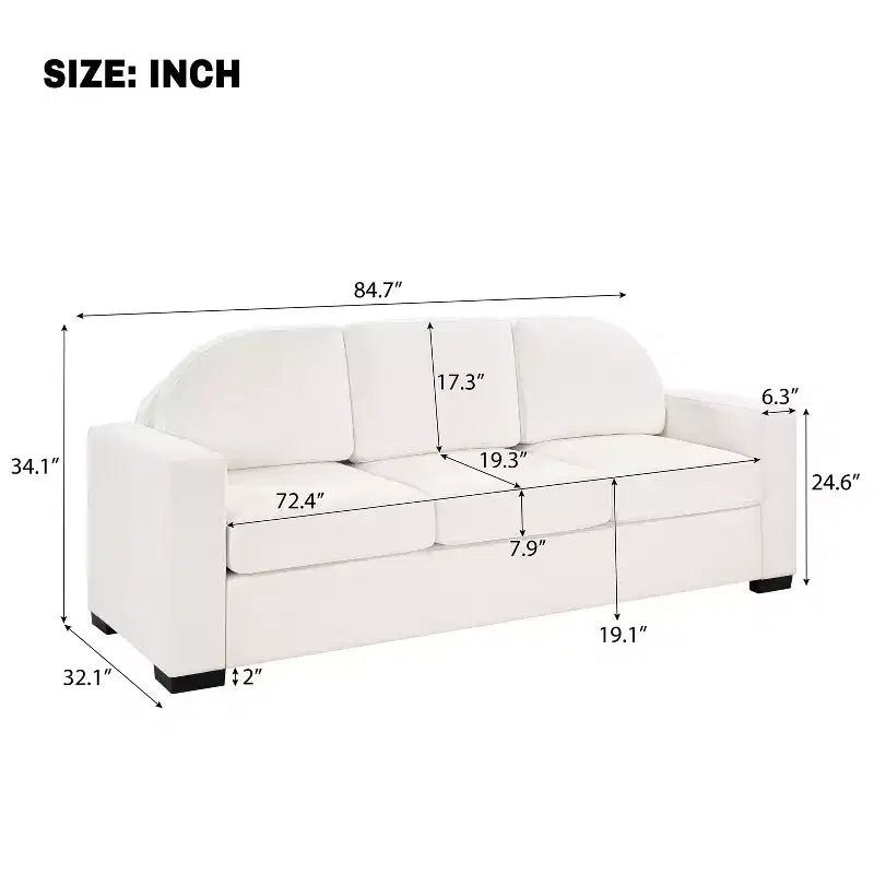 Divano a 3 posti in ciniglia beige/grigio/verde con schienale curvo
