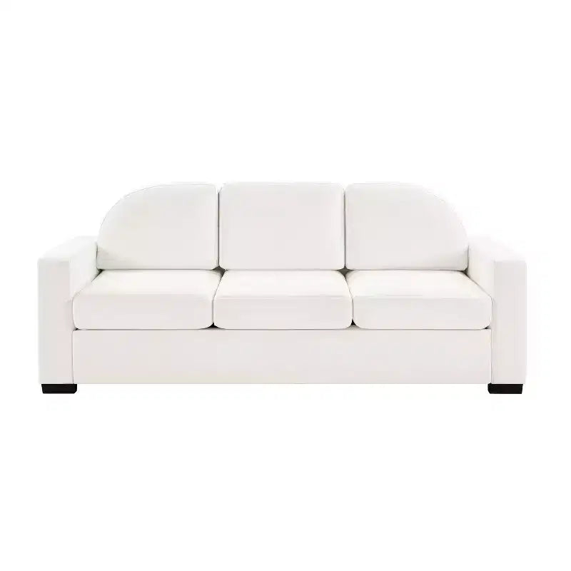 Divano a 3 posti in ciniglia beige/grigio/verde con schienale curvo