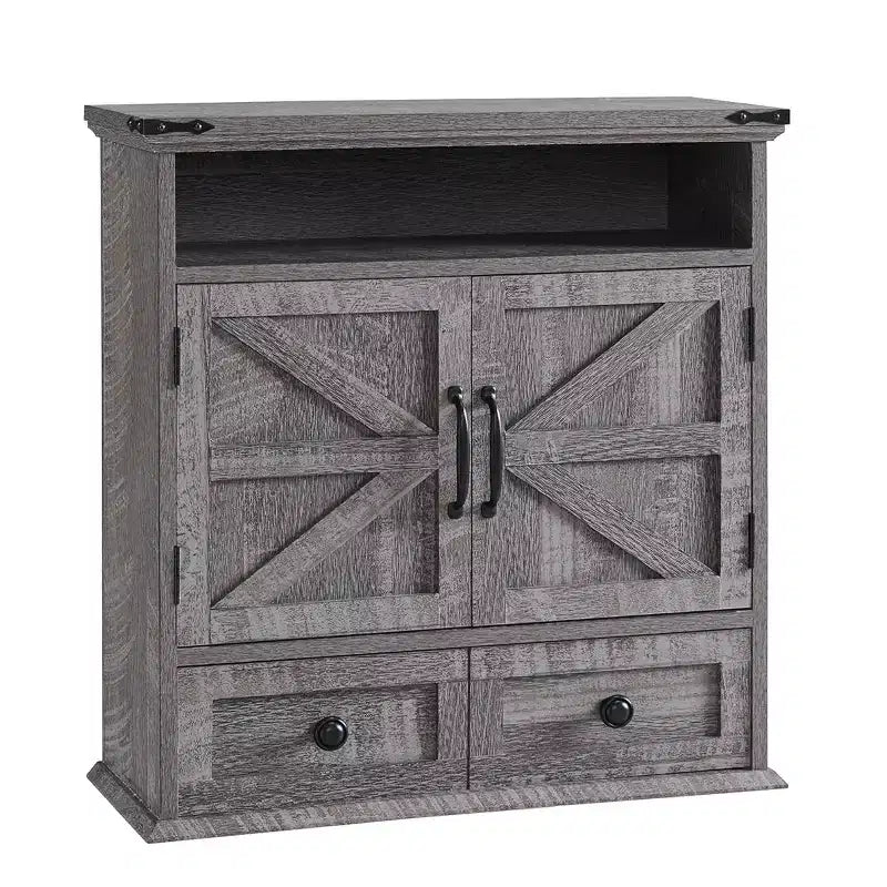 Mobiletto con ante scorrevoli a parete Bianco / Marrone / Grigio – Mobiletto da bagno sopra il WC con ripiano regolabile e cassetto, 1-2 persone
