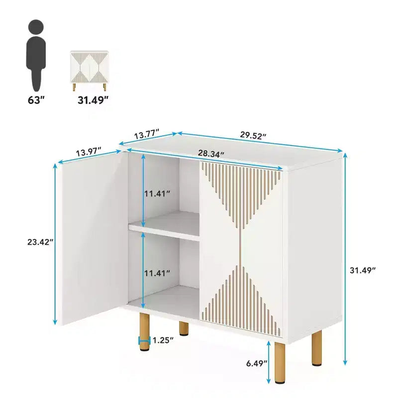 Madia credenza a 4 ante, bianca, singola