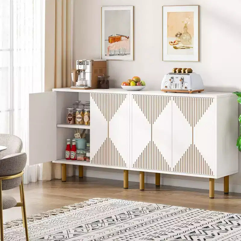 Madia credenza a 4 ante, bianca, singola
