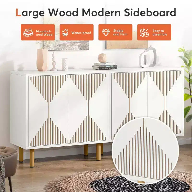 Madia credenza a 4 ante, bianca, singola