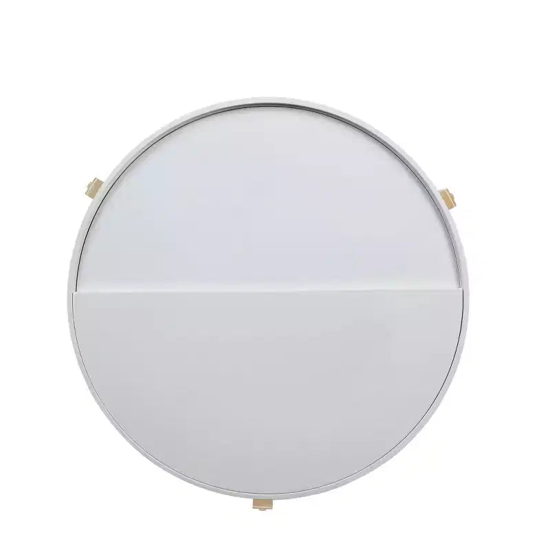 Tavolino rotondo bianco e naturale con contenitore a scomparsa, 1 pezzo