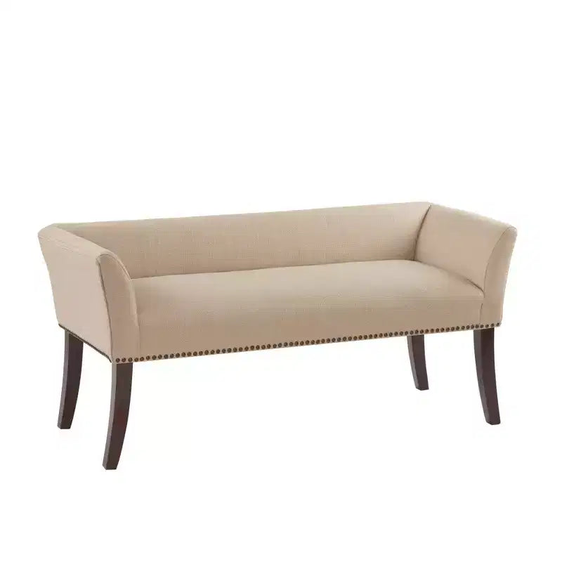 Panca rettangolare imbottita con borchie decorative, 1 posto