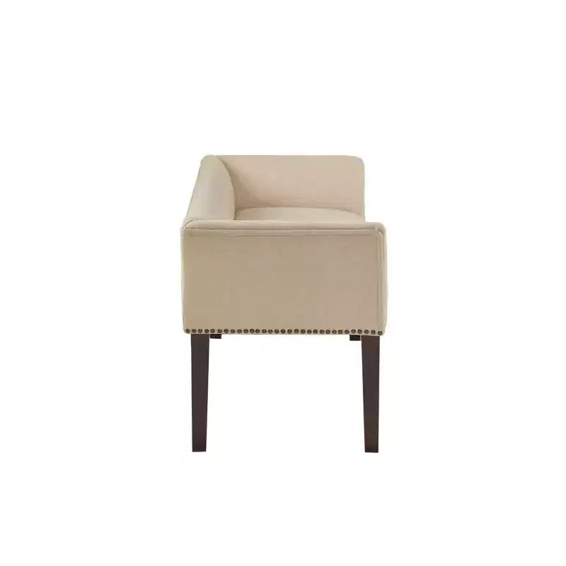 Panca rettangolare imbottita con borchie decorative, 1 posto